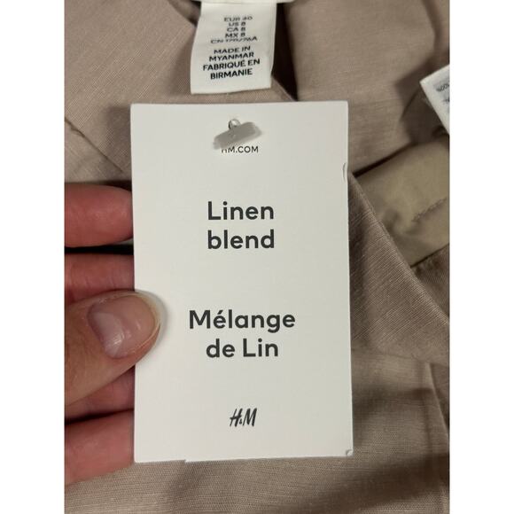 H&M Women’s Linen-Blend Tailored Shorts Beige Size US 8 - Picture 6 of 7
